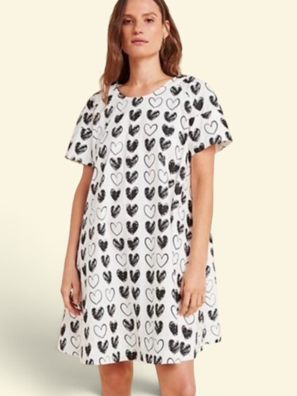 Porridge by Antropologie 100% Cotton heart print tunic dress oversized Sz large